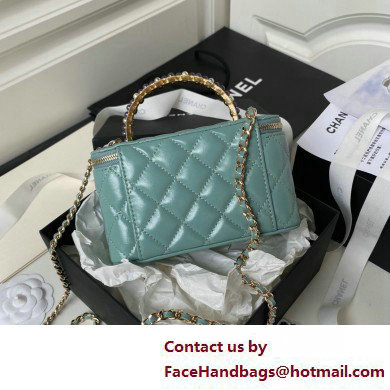 Chanel Shiny Crumpled Lambskin, Imitation Pearls  &  Gold-Tone Metal Clutch with Chain Bag AP3804 Green 2025